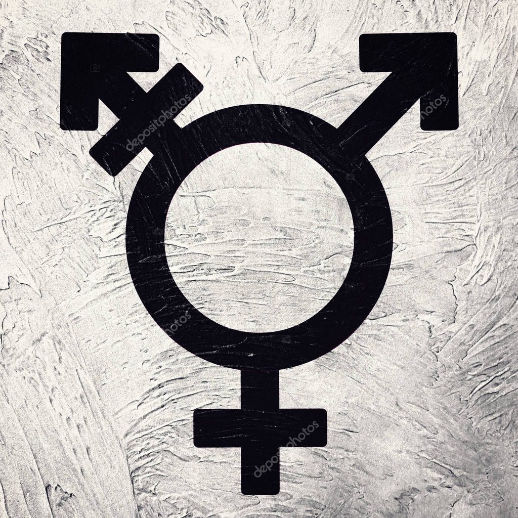 Transgender symbol combining gender symbols. Retro style.