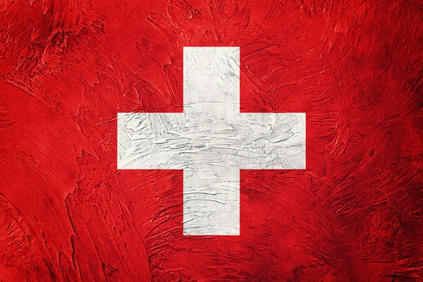 Grunge Switzerland flag. Swiss flag with grunge texture. — Stock Photo, Image