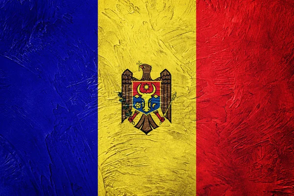 Гранд-флаг Молдовы. Флаг Молдавии с гранж-текстурой . — стоковое фото