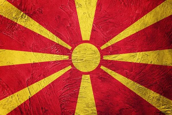 Bandera Grunge Macedonia. Bandera macedonia con textura grunge . — Foto de Stock