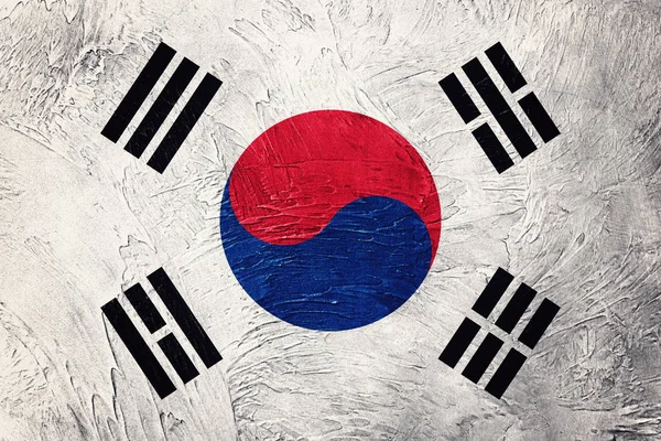 垃圾韩国国旗。韩国国旗与 grunge 纹理. — 图库照片