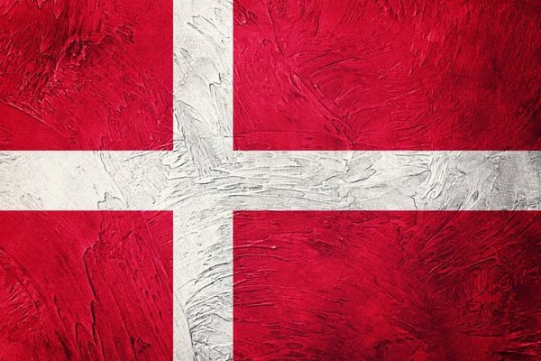 Grunge Danmark flagga. Danmark flagga med grunge konsistens. — Stockfoto