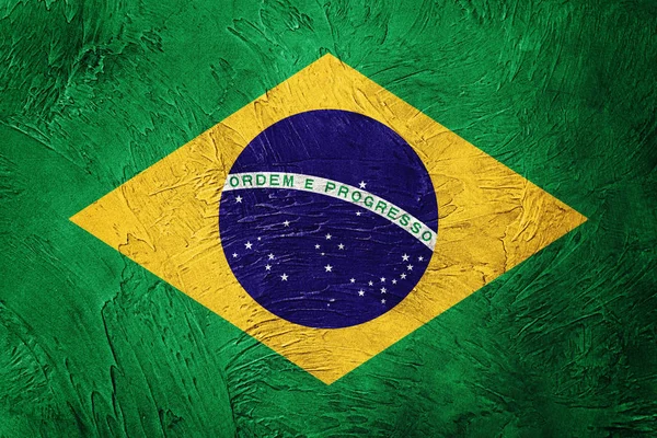 Grunge Brasil vlag. Braziliaanse vlag met grunge textuur. — Stockfoto