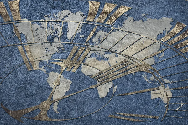 Čas pro globální firmy. Mapa světa s hodinami. — Stock fotografie