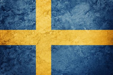 Grunge İsveç bayrağı. İsveç bayrağı ile doku. 