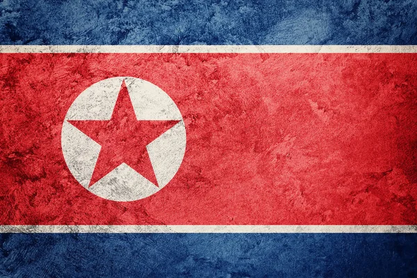 Grunge Kuzey Kore bayrağı. Kuzey Kore bayrağı ile doku. — Stok fotoğraf