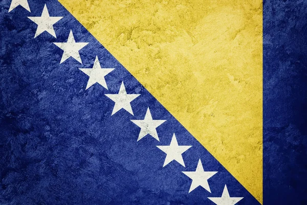 Grunge Bosna-Hersek bayrağı. Bosna bayrağı grunge ile tex — Stok fotoğraf