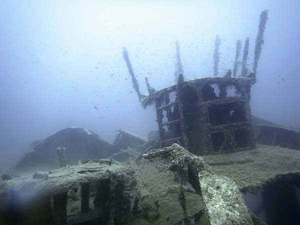 Underwater Wreck. Underwater shipwreck.
