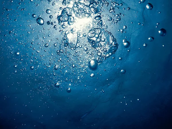 Onderwater Bubbels Met Zonlicht Onderwater Achtergrond Bubbels — Stockfoto