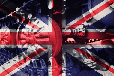 Yakın çekim Caterpillar parça İngiltere fla ile askeri tank