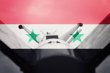 Weapons of mass destruction. Syrian ICBM missile. War Background clipart