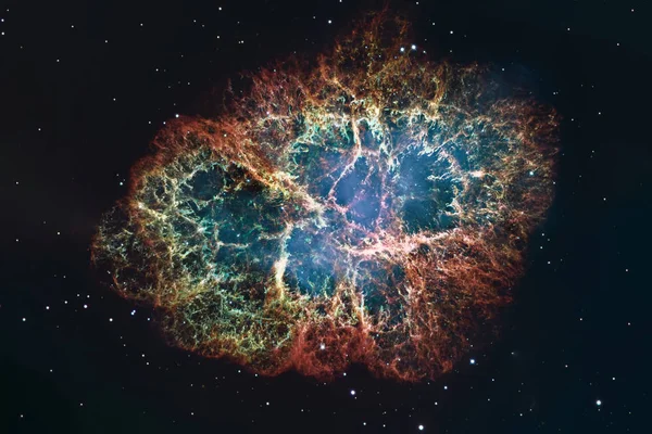 Boğa takımyıldızı yönünde Yengeç Bulutsusu. Süpernova çekirdek pulsar nötron yıldızı. 