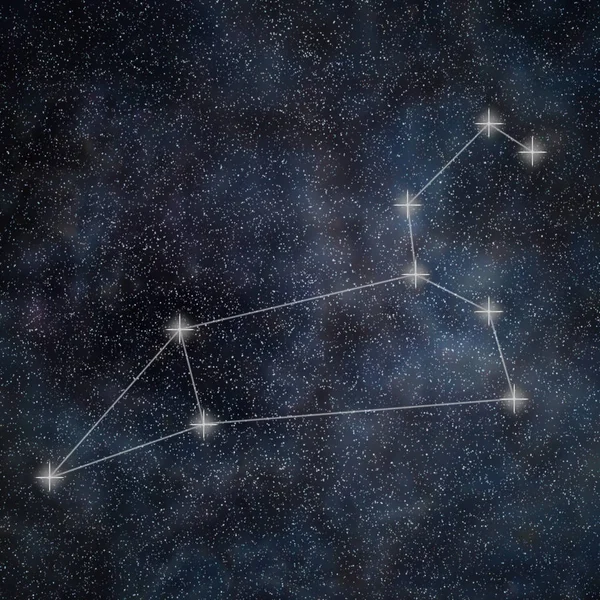 Leo Constellation. Signo del Zodíaco Leo líneas de constelación Galaxy ba — Foto de Stock