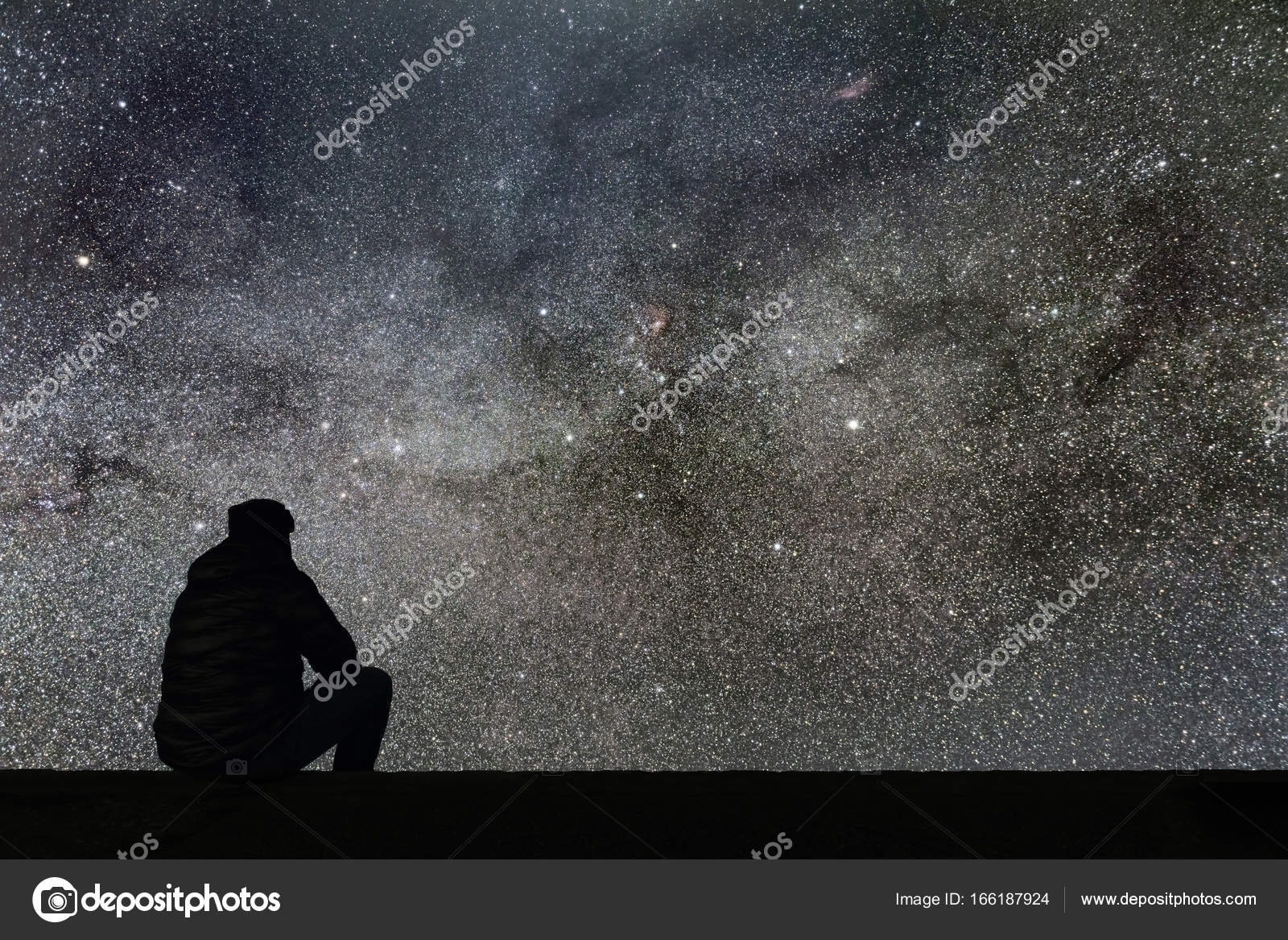 Man Looking At Night Sky Milky Way Night Sky With Stars And