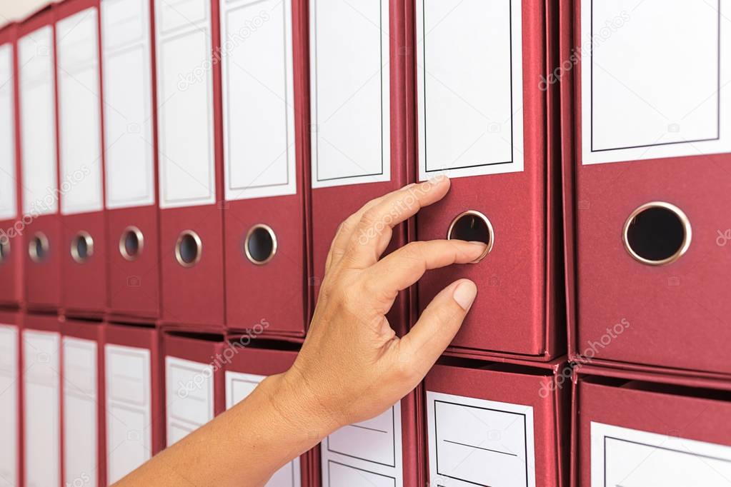 Female accountant archiving business documentation