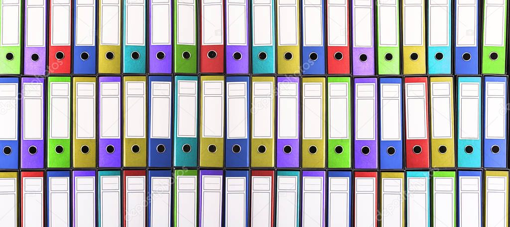 Colorful binders. Colorful office folders.
