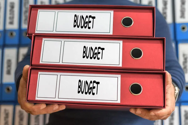 Budget konceptet ord. Mappen koncept. Ringpärmar. — Stockfoto