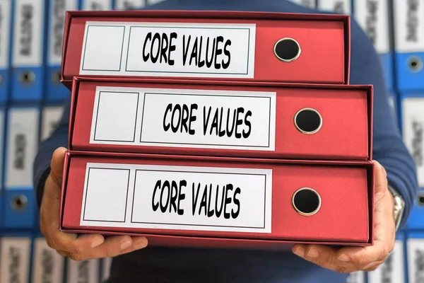 Core Values concept words. Folder concept. Ring binders. — Stock Photo, Image