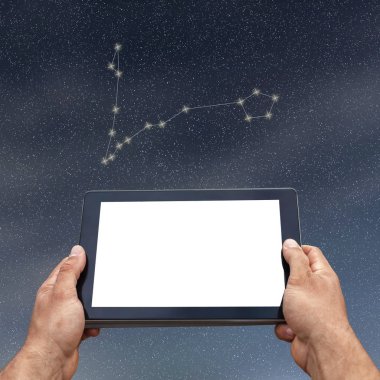 Astroloji, burç, teknoloji ve insan kavramı. Balık Cons