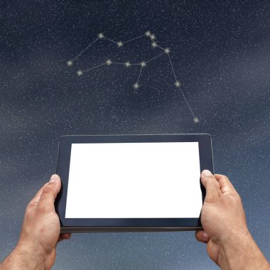 Astroloji, burç, teknoloji ve insan kavramı. Kova Co