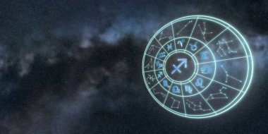 Burç ve Astroloji daire, yay zodyak ışık sembolleri