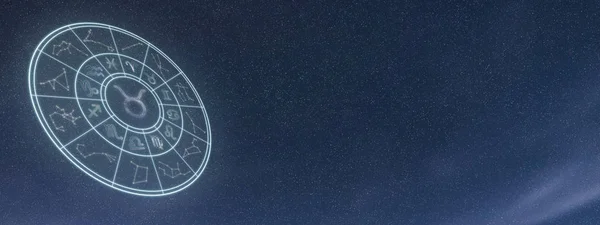 Light symbols of zodiac and horoscope circle, Taurus Zodiac Sign — Stock Photo, Image