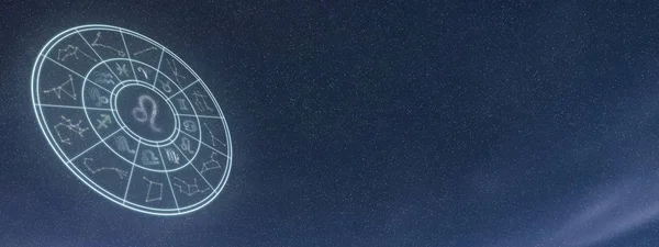 Simboli leggeri di cerchio zodiacale e oroscopo, segno zodiacale Leone — Foto Stock