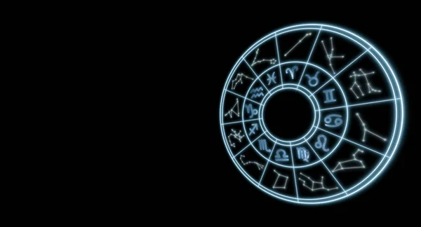 조디악, 별자리, 점성술 원과 myst의 빛 상징 — 스톡 사진