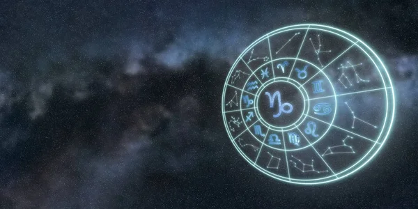 Φως συμβόλων zodiac και ωροσκόπιο κύκλου, Αιγόκερως ζώδια S — Φωτογραφία Αρχείου