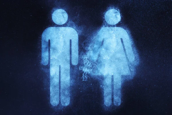 Чоловічий і жіночий знак. Абстрактний фон нічного неба — стокове фото