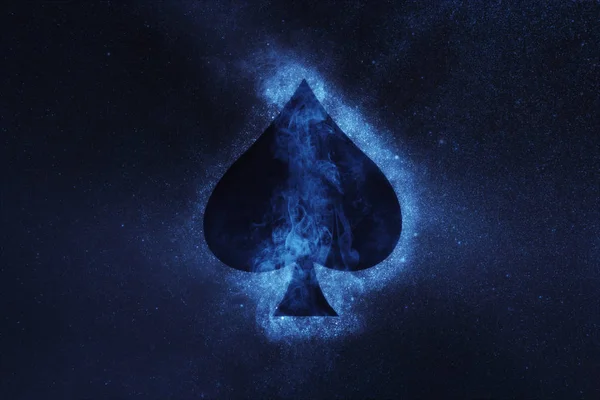 Playing card. Spade symbol. Abstract night sky background — Stock Photo, Image