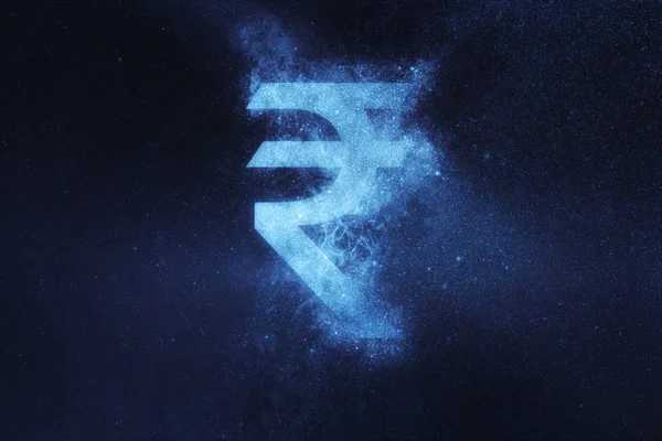 Indisches Rupie-Zeichen, Indisches Rupie-Symbol. abstrakter Nachthimmel — Stockfoto