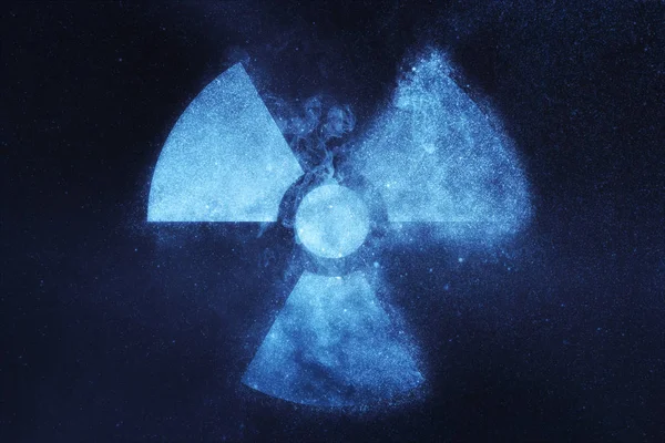 Sinal de radiação, símbolo de radiação. Abstrato céu noite fundo — Fotografia de Stock