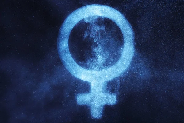Vrouwelijke sex symbool. Abstracte nacht hemelachtergrond — Stockfoto
