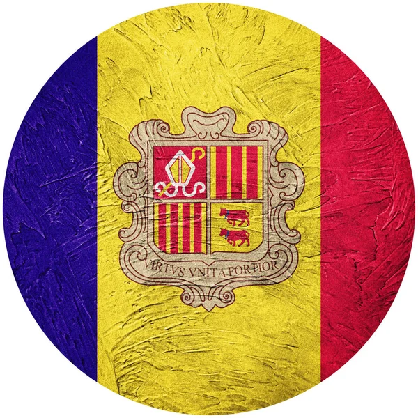 Grunge Andorra flag. Andorra button flag Isolated on white backg — Stock Photo, Image