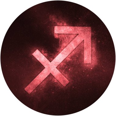 Beyaz arkaplanda yay burcu işareti izole