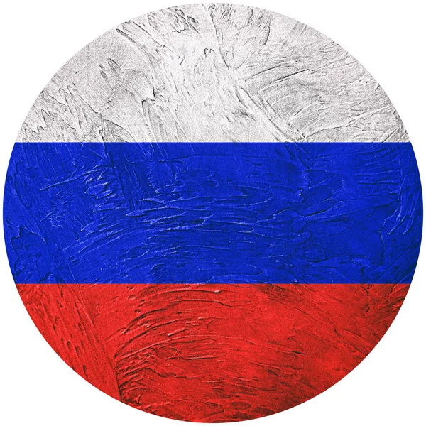 Grunge bandera de Rusia. Bandera botón ruso Aislado en blanco backgr —  Fotos de Stock