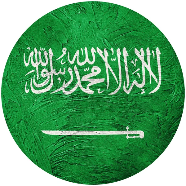 Grunge saudi arabia flag. saudi arabia button flag isoliert auf w — Stockfoto