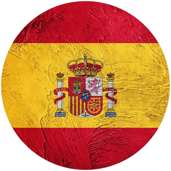 Grunge Spain flag. Spain button flag Isolated on white backgroun — Stock Photo, Image