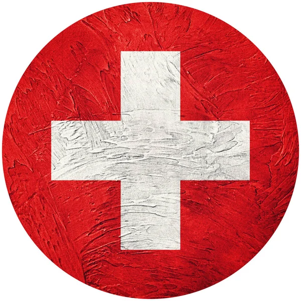 Grunge 瑞士国旗。瑞士按钮标志上白色 bac 的分离 — 图库照片