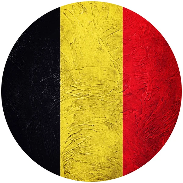Grunge bandera de Bélgica. Bandera de botón belga Aislado en respaldo blanco — Foto de Stock