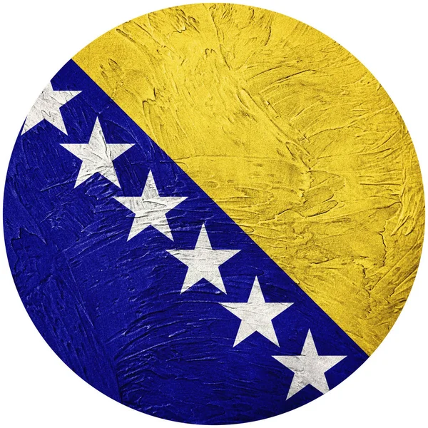 Grunge Bosznia-Hercegovina zászlaja. Bosnyák gombra, zászló elkülönített — Stock Fotó