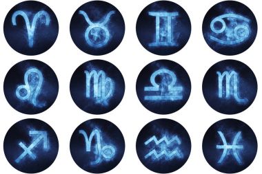 Zodyak düğmeleri imzalar. Burç sembolleri, Astroloji simgeler kümesi 