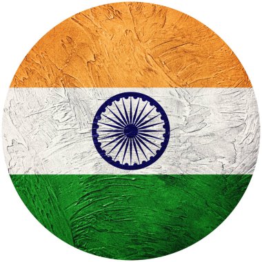 Grunge Hindistan bayrağı. Hindistan düğmesini bayrak Isolated beyaz adam