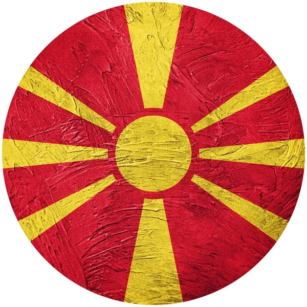 Bandeira de Grunge Macedonia. Botão macedónio bandeira Isolado no branco — Fotografia de Stock