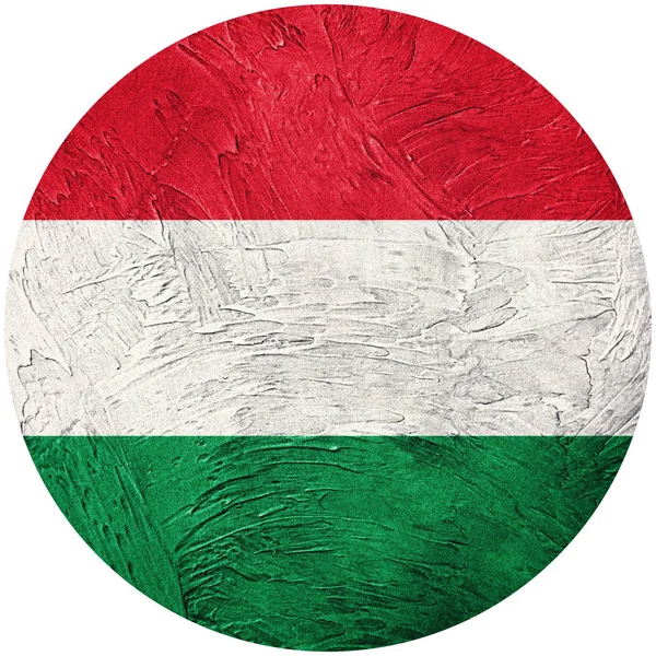 Grunge Magyarország zászlaja. A fehér bac elkülönített magyar gombra, zászló — Stock Fotó