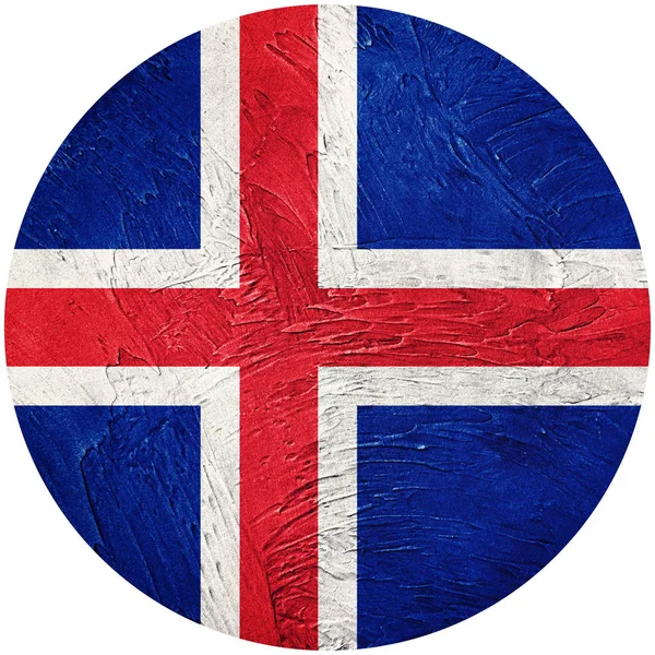 Grunge bandera de Islandia. Bandera botón Islandia Aislado en respaldo blanco — Foto de Stock