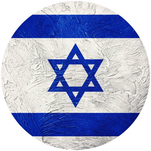 Grunge Israël vlag. Israël knop vlag geïsoleerd op witte backgro — Stockfoto