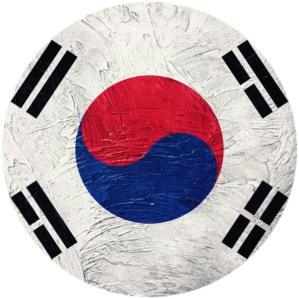 垃圾韩国国旗。韩国按钮标志分离对 whi — 图库照片