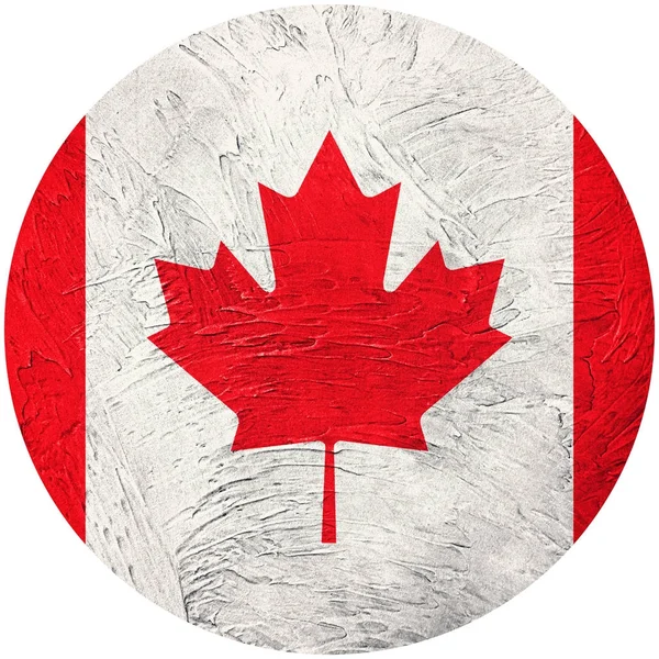 Grunge Canada vlag. Canada knop vlag geïsoleerd op witte backgro — Stockfoto